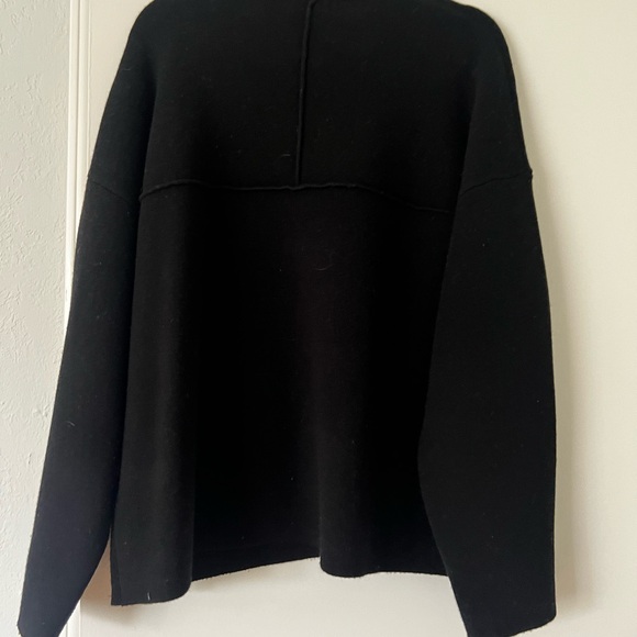 Massimo Dutti Black Wool-blend Knit Cardigan with Stand Collar - Picture 4 of 5